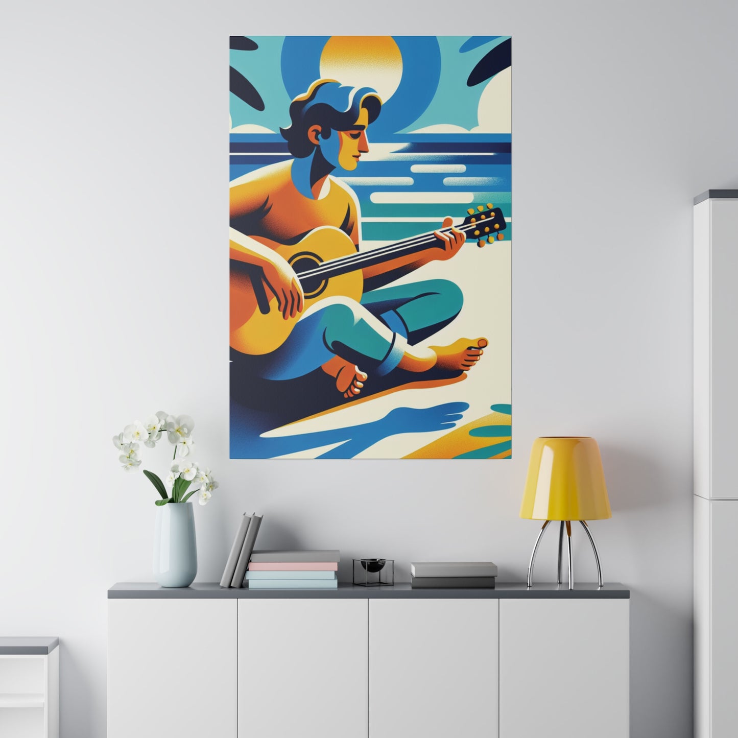 2967Z - music art work, musician gift ideas, sunset background, sunset designs, ocean art work, beach art work, guitar art work, guitar player