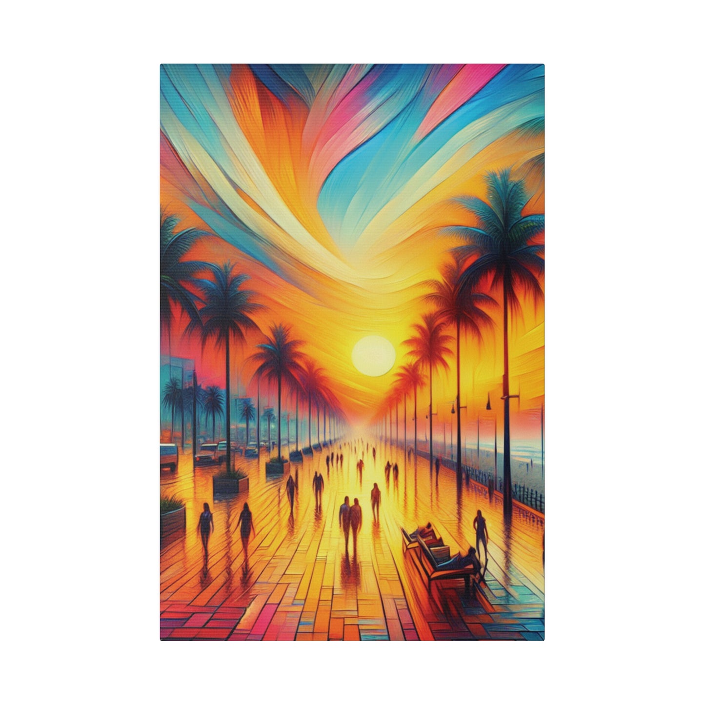 5683C - miami beach art, sunset background, ocean art work, beach art work, sunset designs, miami beach painting, miami beach print