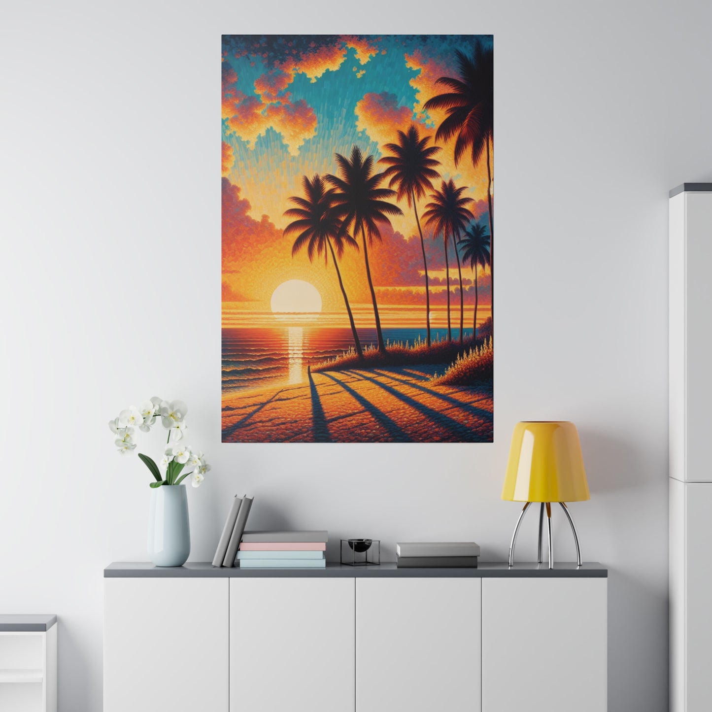 6923K - miami beach art, sunset background, ocean art work, beach art work, sunset designs, miami beach painting, miami beach print