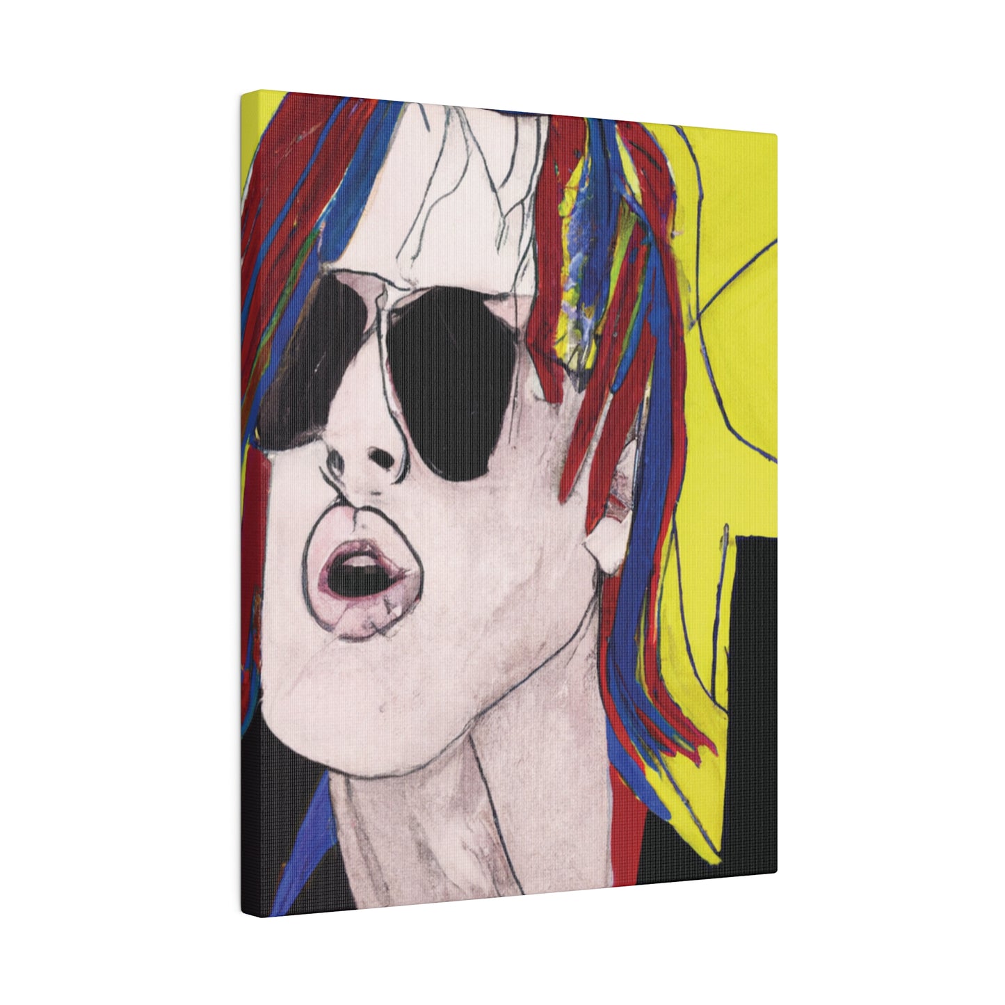 5296W - Rockstar Painting Print | Face | Abstract | Poster | Home Decor | Wall Art | Music Art | Canvas