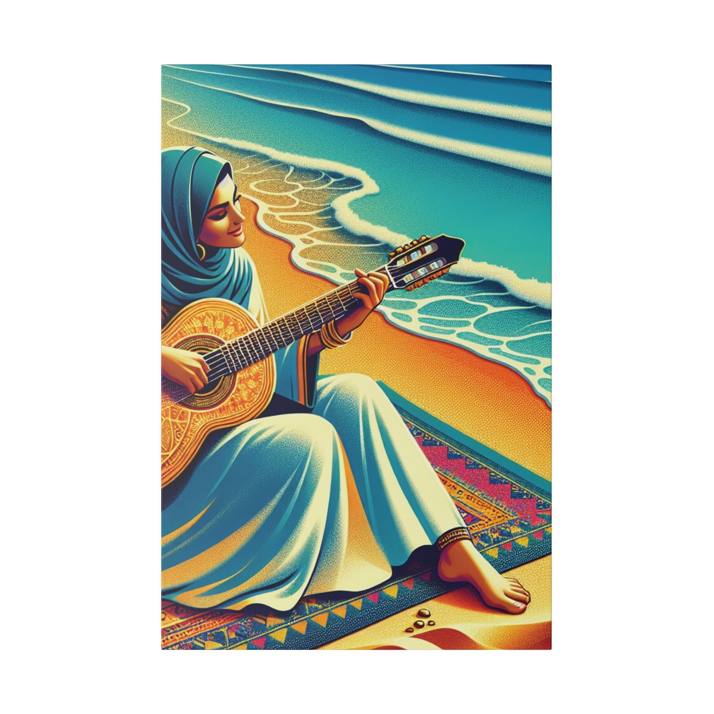 3129B - music art work, musician gift ideas, sunset background, sunset designs, ocean art work, beach art work, guitar art work, guitar player