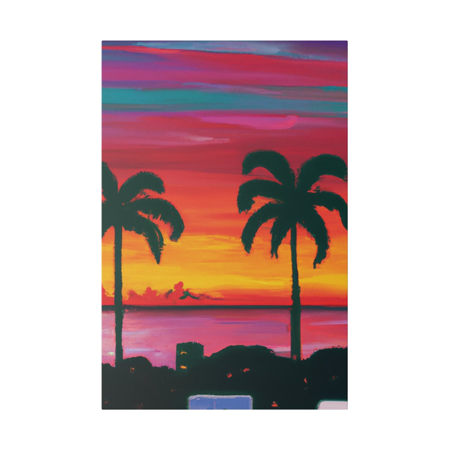 3275A - Miami Beach Sunset Painting Print | Miami | Beach | Sunset | Poster | Home Decor | Wall Art | Canvas