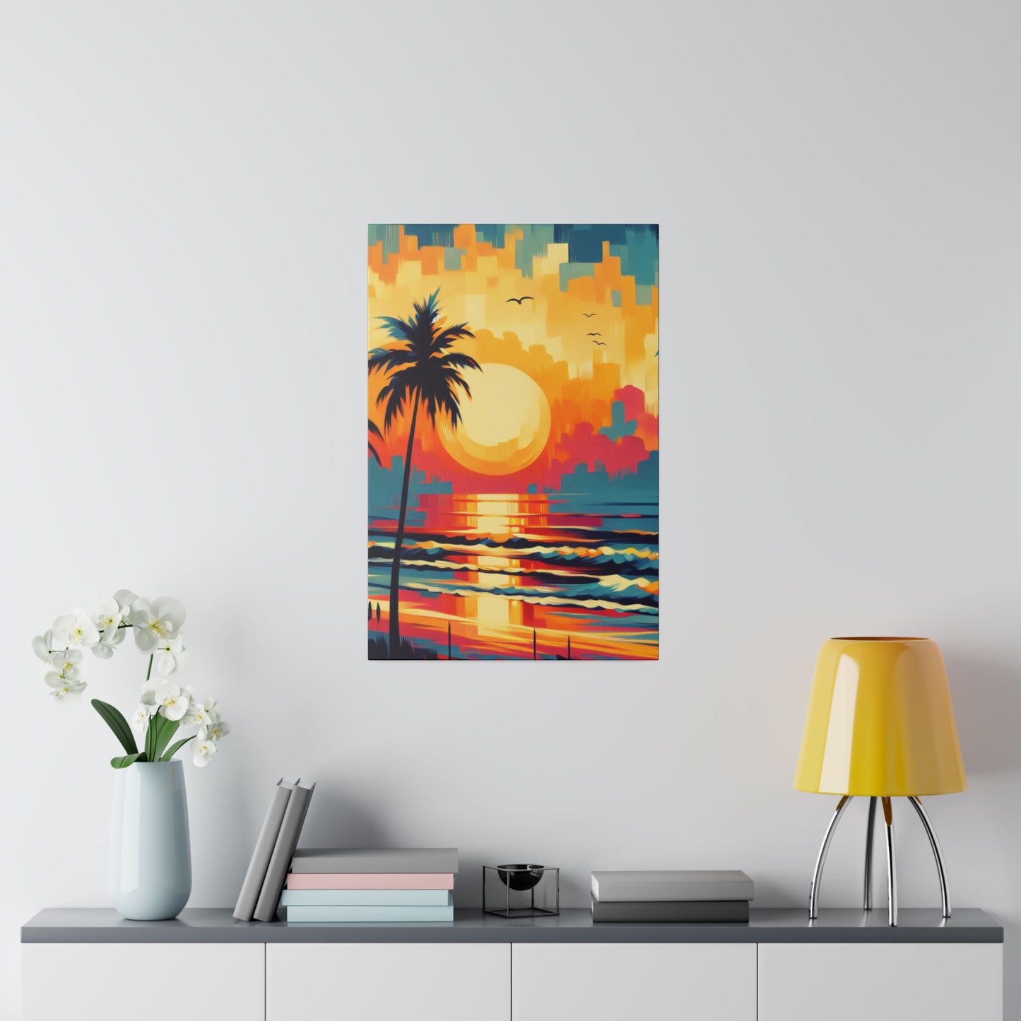 6284F - Miami Beach Sunset Painting Print | Miami | Beach | Sunset | Poster | Home Decor | Wall Art | Canvas