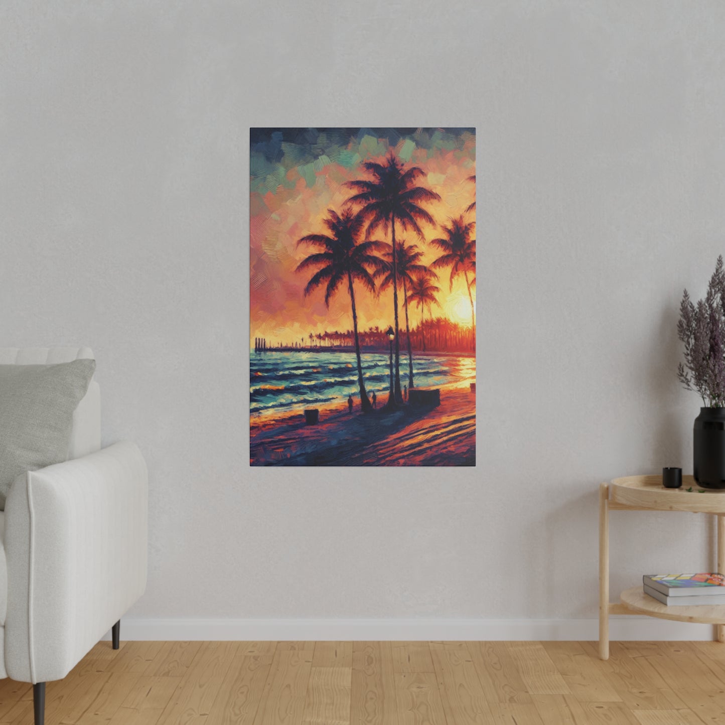 6327K - miami beach art, sunset background, ocean art work, beach art work, sunset designs, miami beach painting, miami beach print