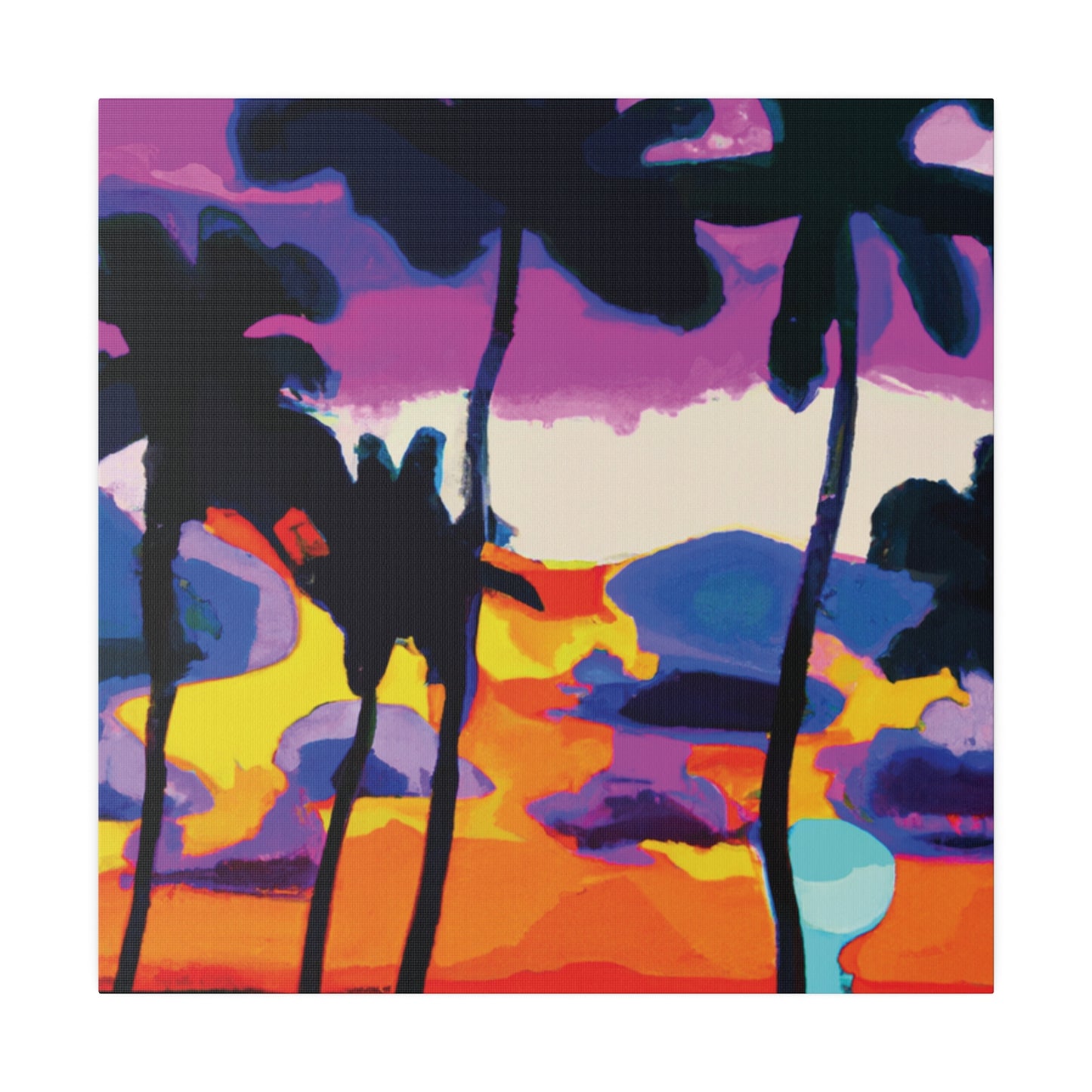 7455H - Miami Beach Sunset Painting Print | Miami | Beach | Sunset | Poster | Home Decor | Wall Art | Canvas