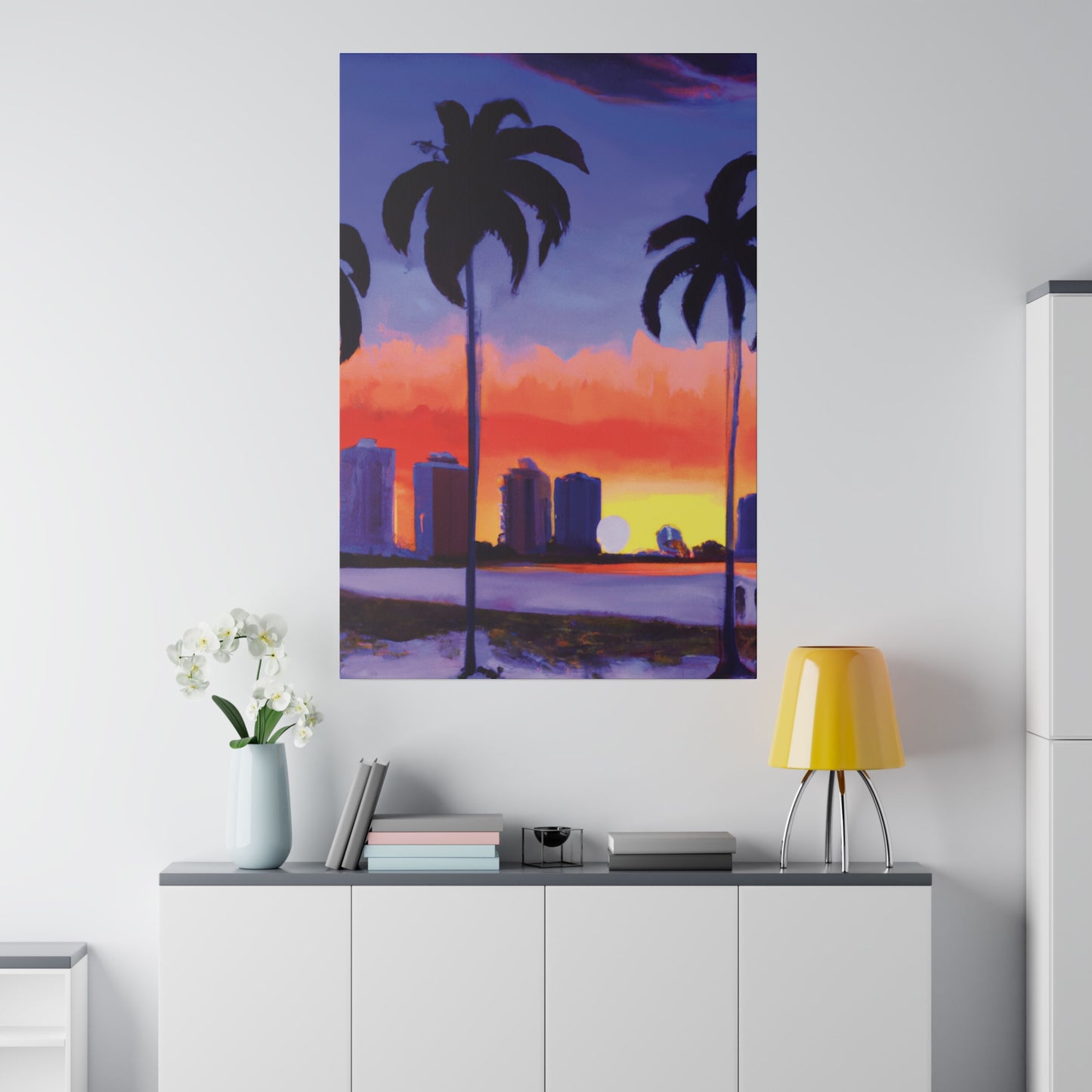 6829T - Miami Beach Sunset Painting Print | Miami | Beach | Sunset | Poster | Home Decor | Wall Art | Canvas