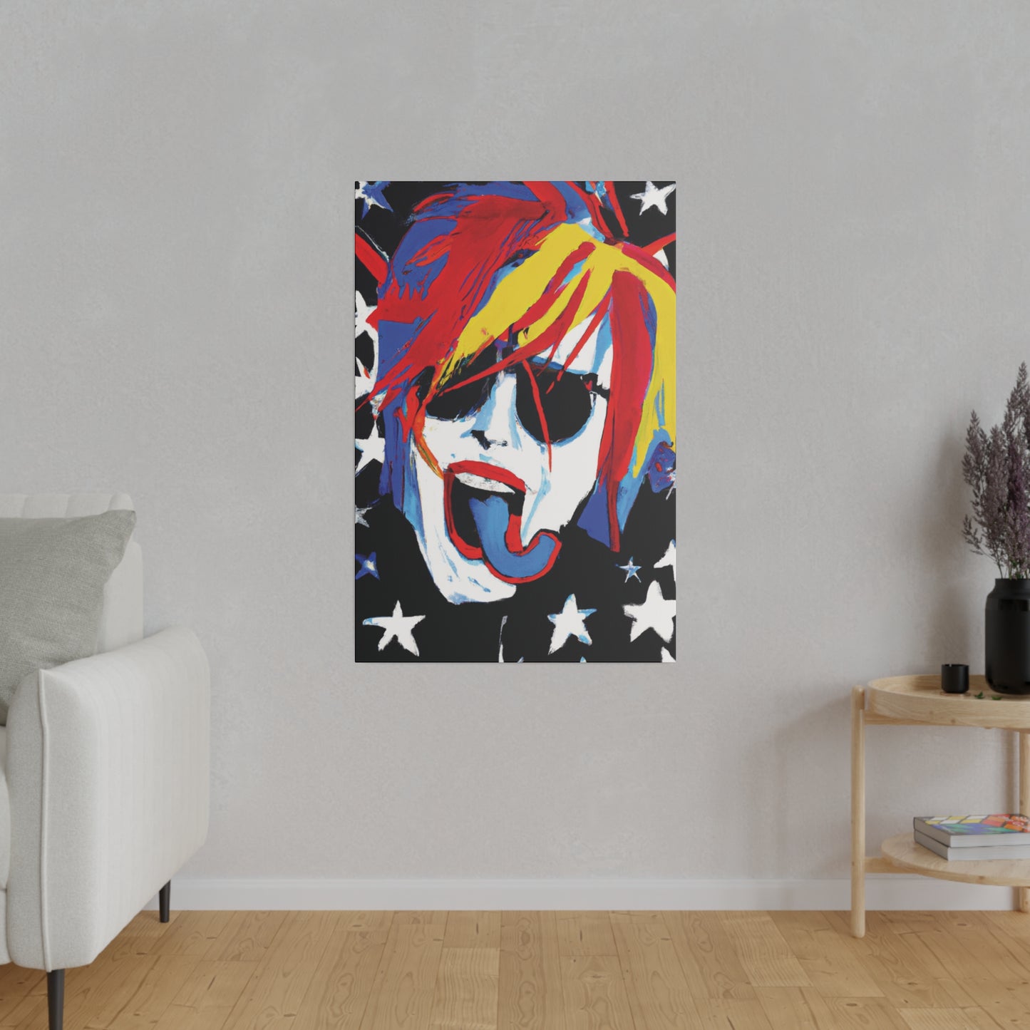 5376Y - Rockstar Painting Print | Face | Abstract | Poster | Home Decor | Wall Art | Music Art | Canvas