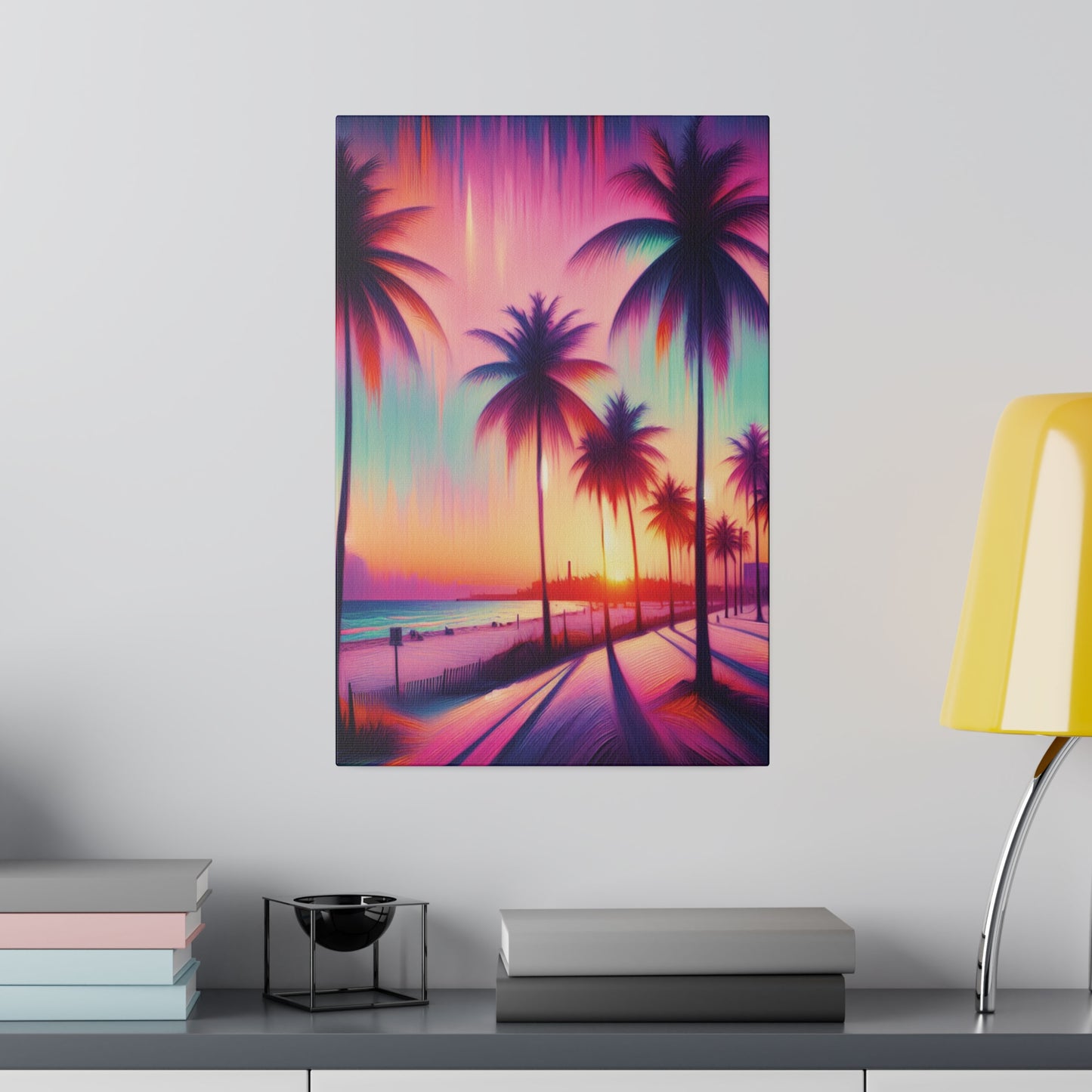 7892Z - miami beach art, sunset background, ocean art work, beach art work, sunset designs, miami beach painting, miami beach print