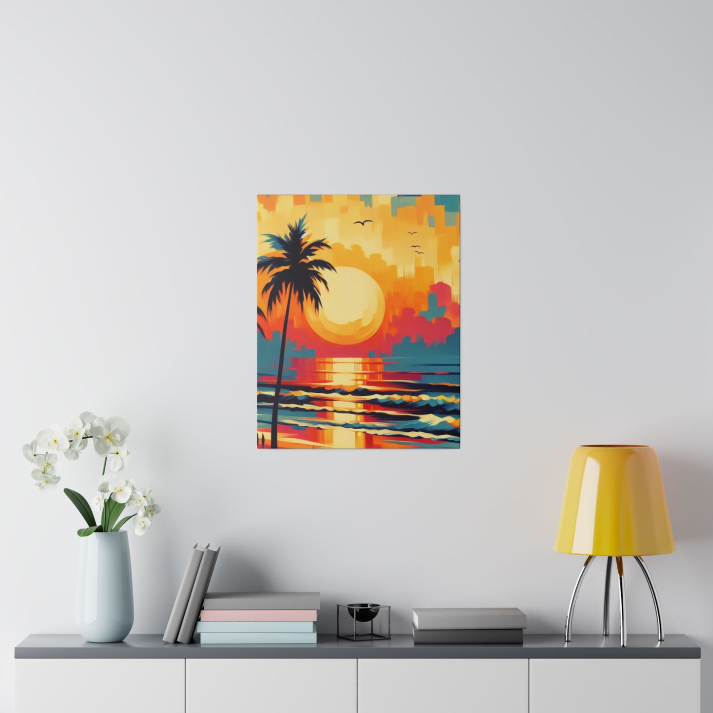 6284F - Miami Beach Sunset Painting Print | Miami | Beach | Sunset | Poster | Home Decor | Wall Art | Canvas