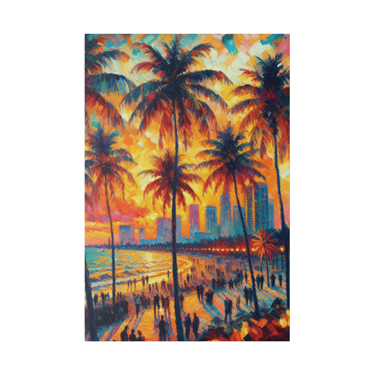 5318W - miami beach art, sunset background, ocean art work, beach art work, sunset designs, miami beach painting, miami beach print