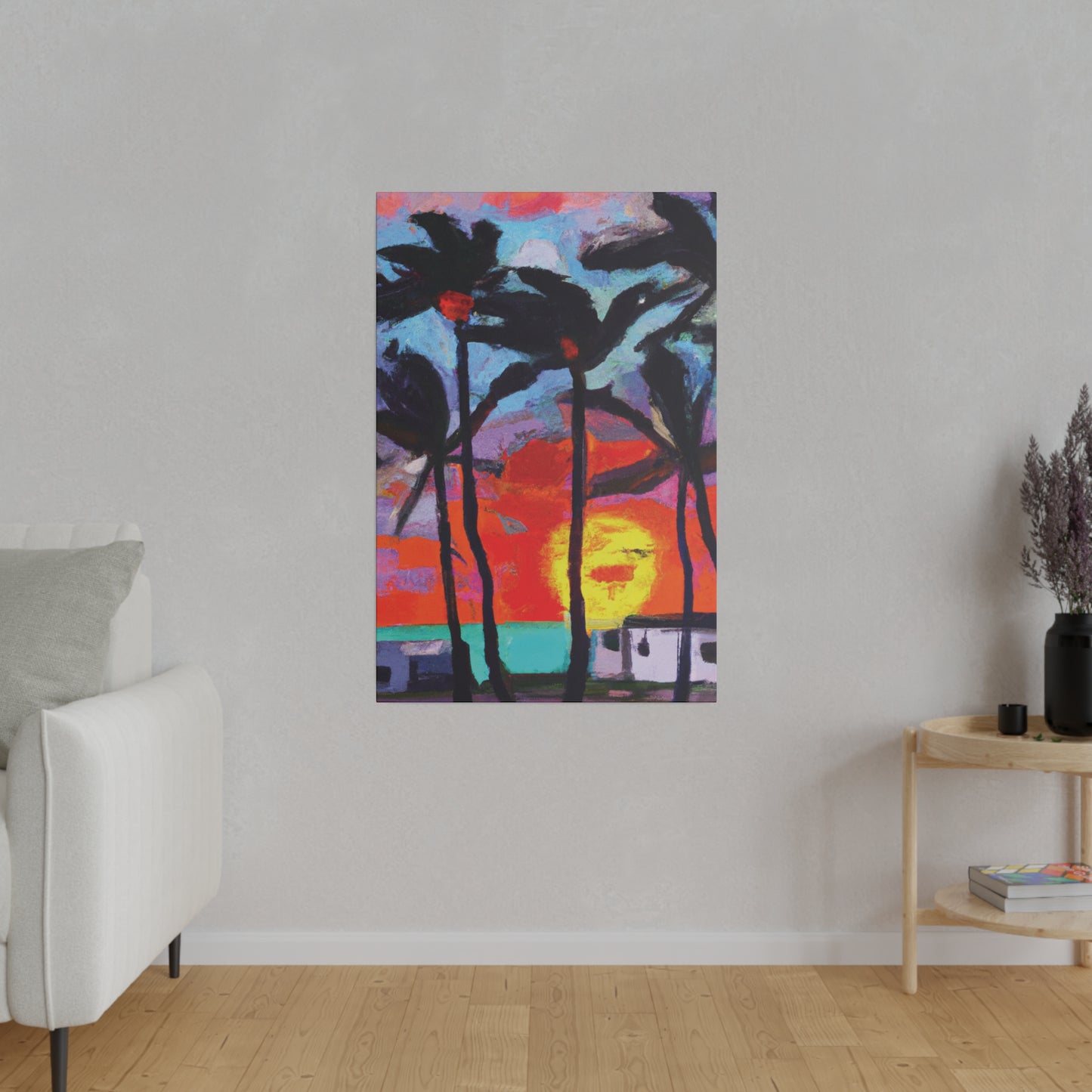 8407Q - Miami Beach Sunset Painting Print | Miami | Beach | Sunset | Poster | Home Decor | Wall Art | Canvas