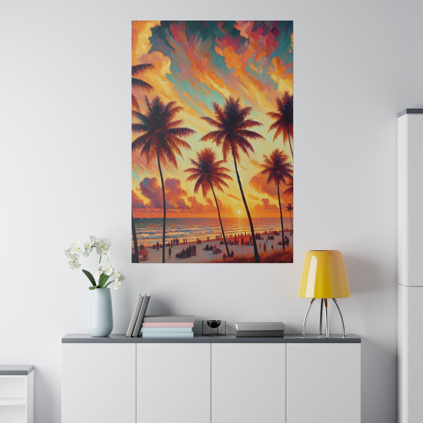 3247F - miami beach art, sunset background, ocean art work, beach art work, sunset designs, miami beach painting, miami beach print