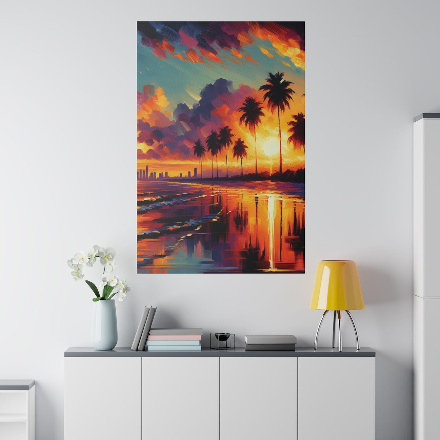 6720B - miami beach art, sunset background, ocean art work, beach art work, sunset designs, miami beach painting, miami beach print