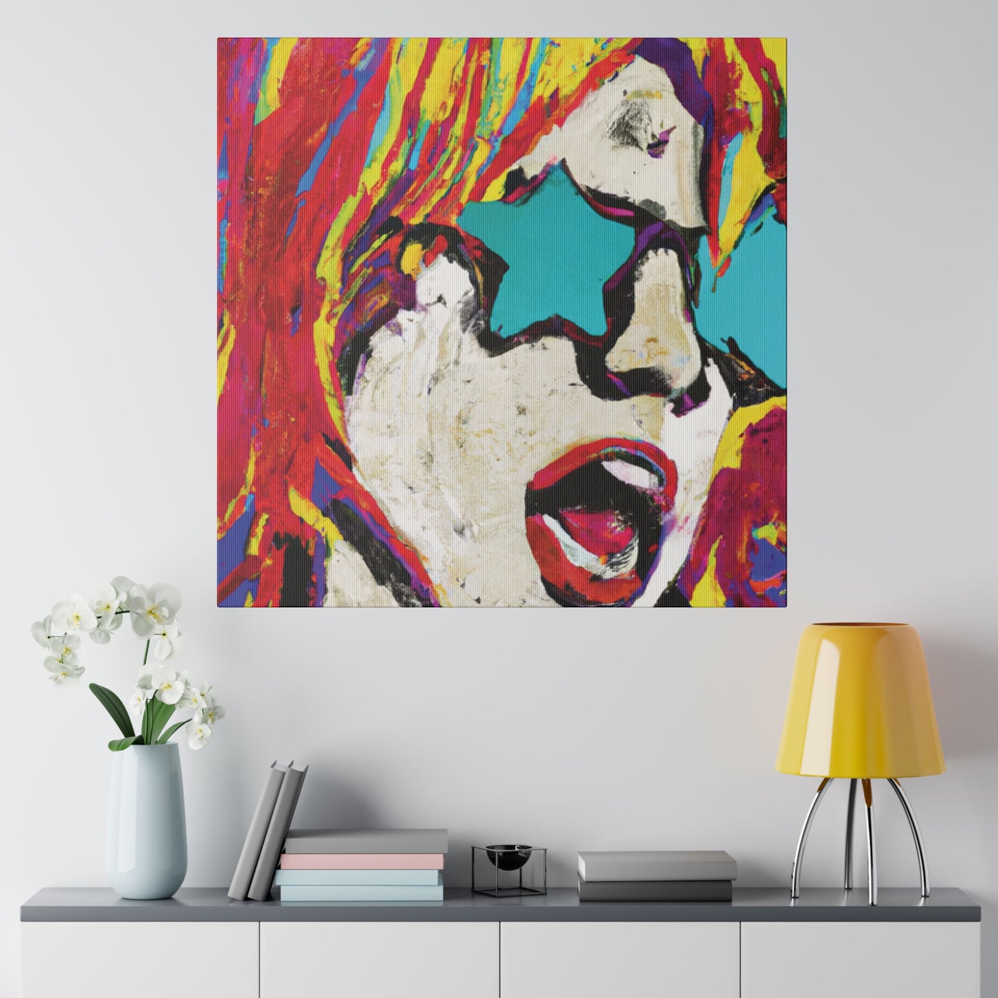 8876G - Rockstar Painting Print | Face | Abstract | Poster | Home Decor | Wall Art | Music Art | Canvas