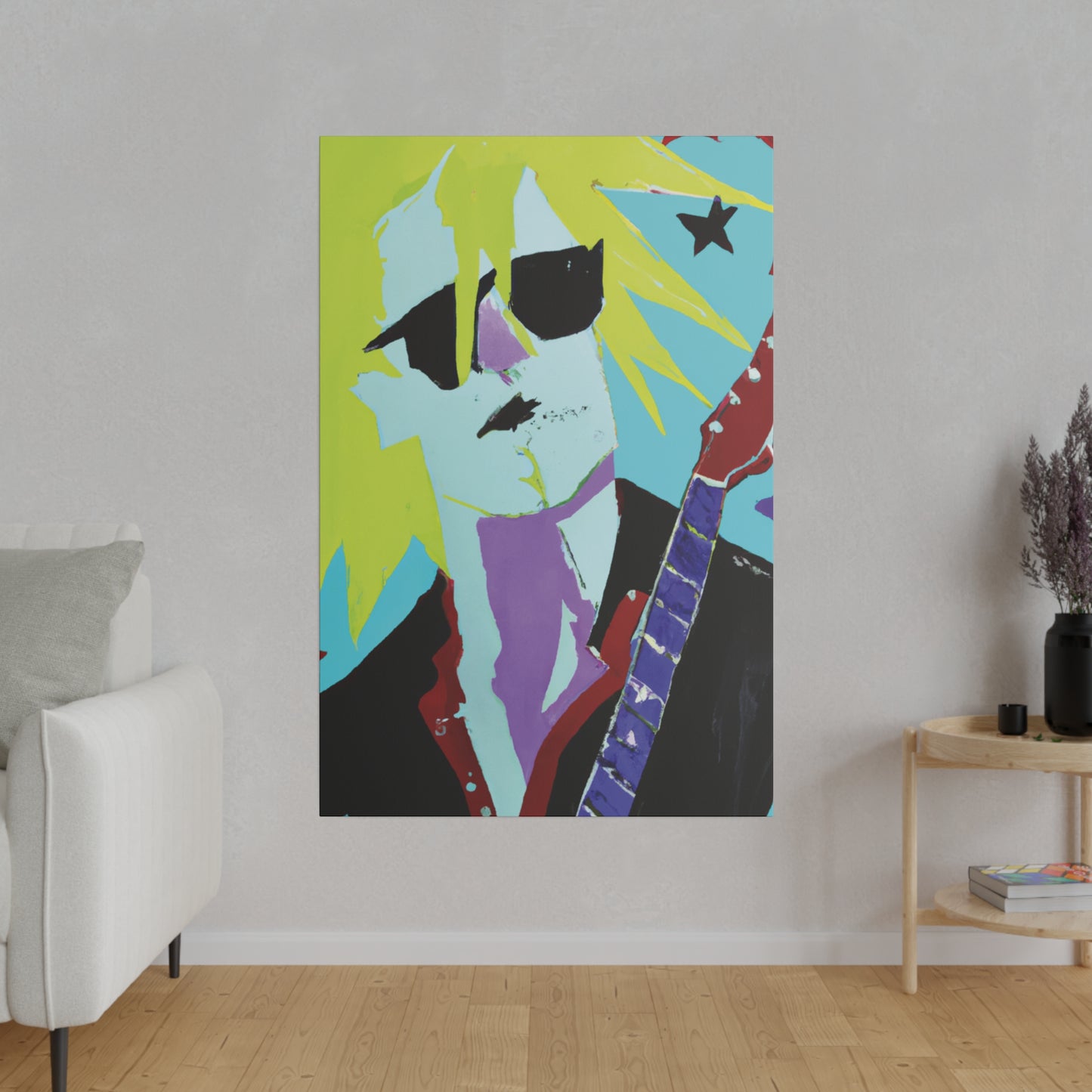 8267F - Rockstar Painting Print | Face | Abstract | Poster | Home Decor | Wall Art | Music Art | Canvas