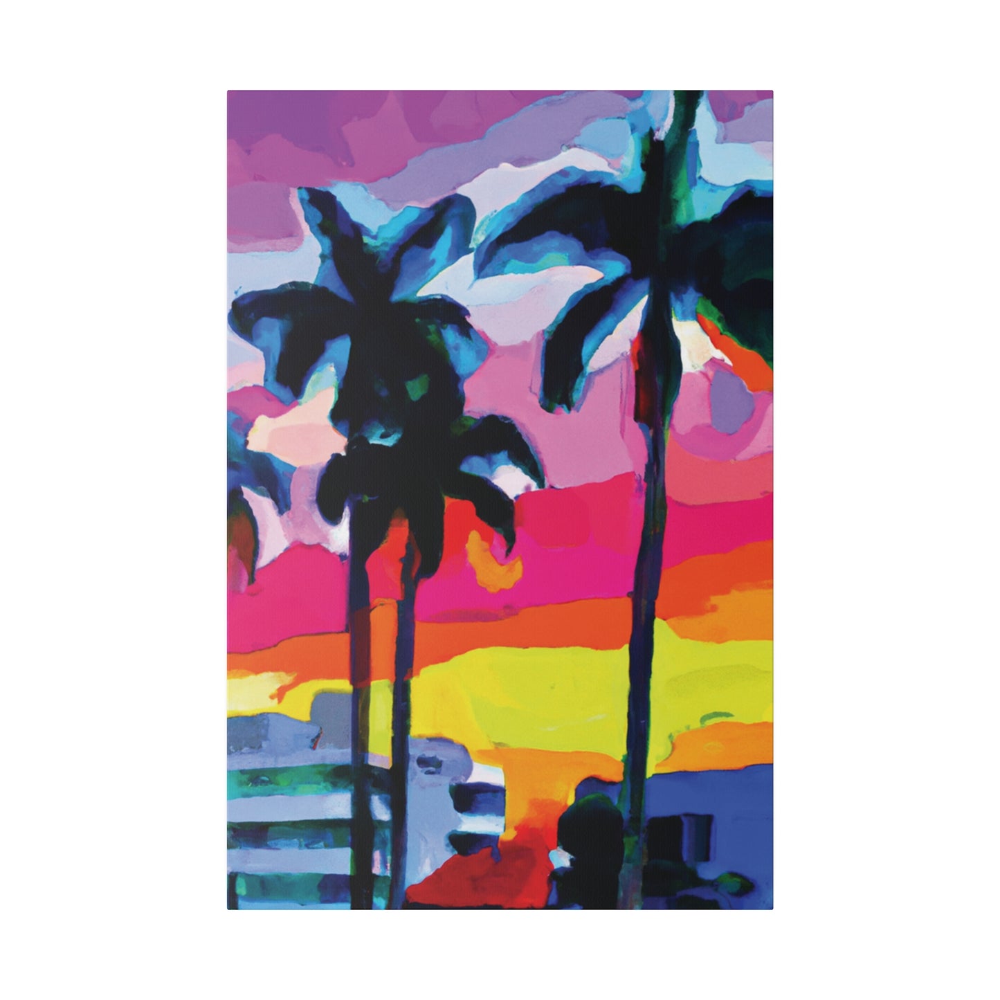 9342C - Miami Beach Sunset Painting Print | Miami | Beach | Sunset | Poster | Home Decor | Wall Art | Canvas