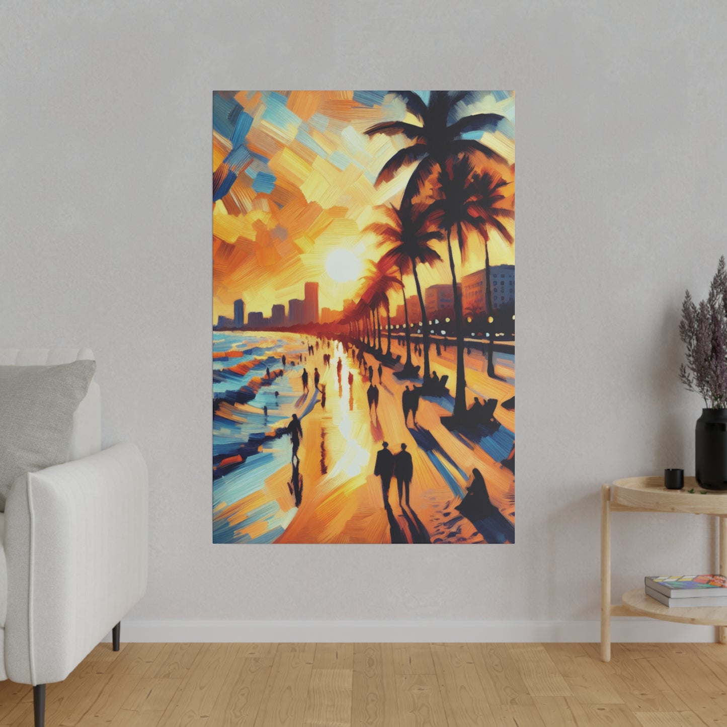 7846G - Miami Beach Sunset Painting Print | Miami | Beach | Sunset | Poster | Home Decor | Wall Art | Canvas