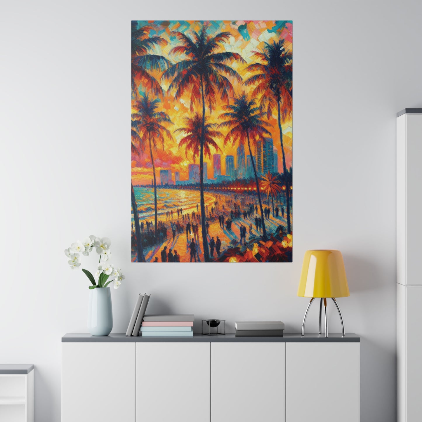 5318W - miami beach art, sunset background, ocean art work, beach art work, sunset designs, miami beach painting, miami beach print