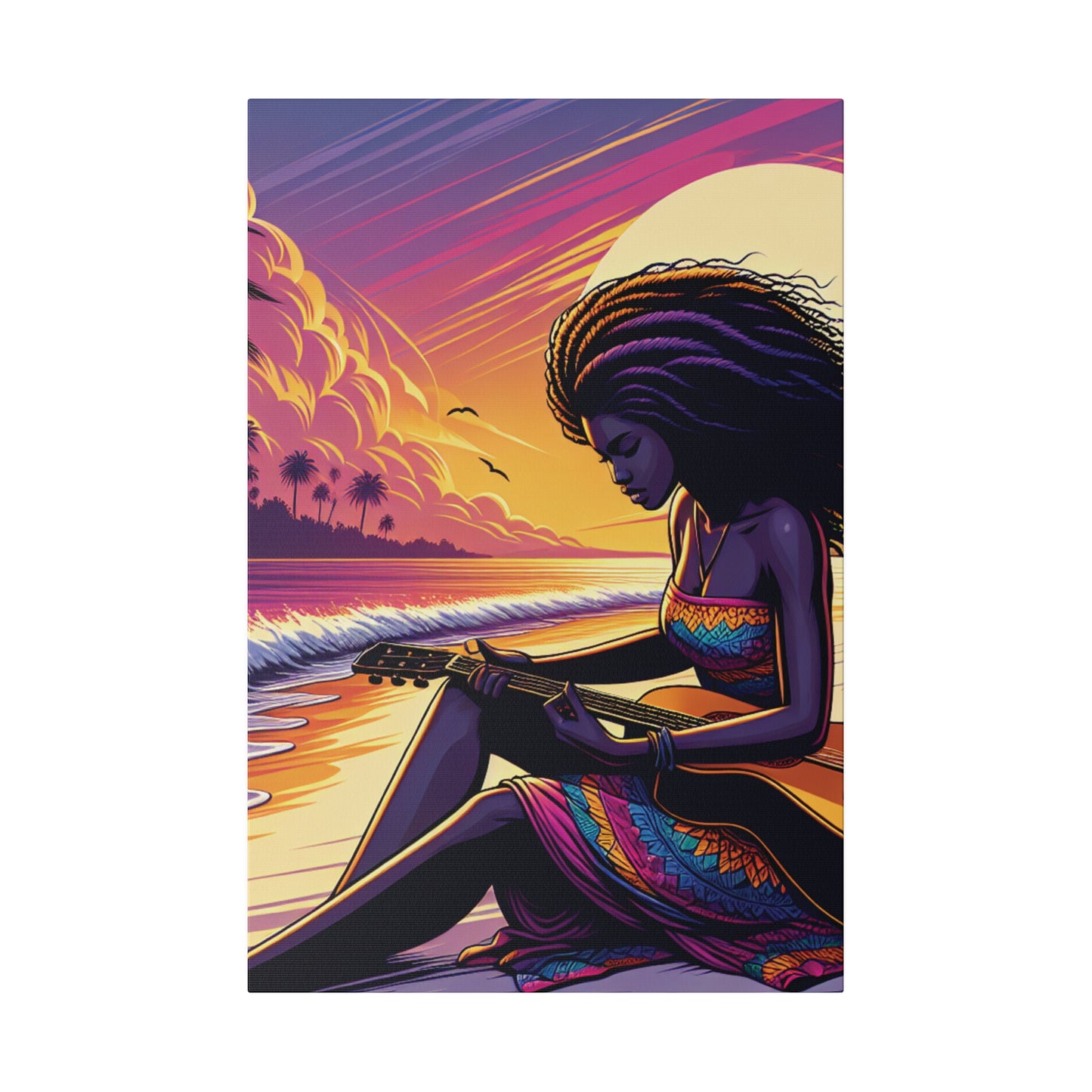 8254K - music art work, musician gift ideas, sunset background, sunset designs, ocean art work, beach art work, guitar art work, guitar player