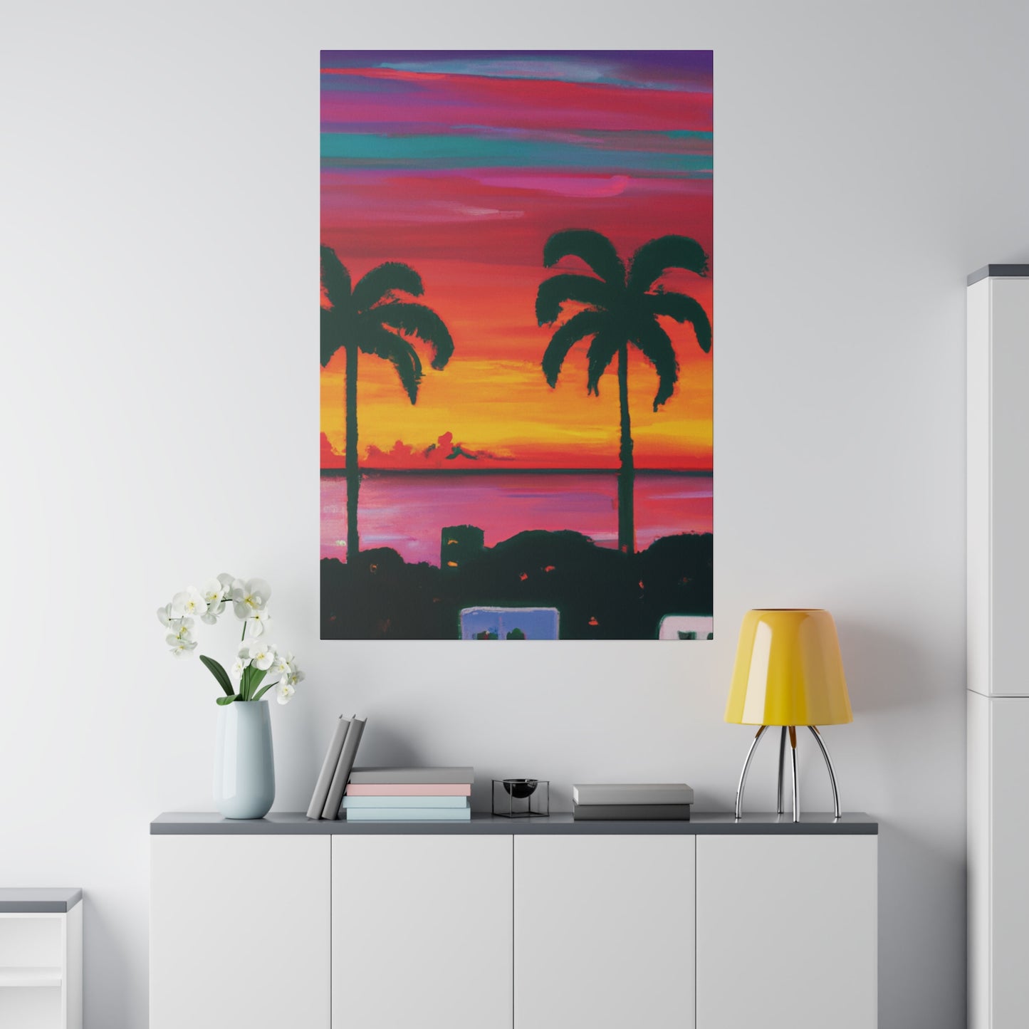 3275A - Miami Beach Sunset Painting Print | Miami | Beach | Sunset | Poster | Home Decor | Wall Art | Canvas