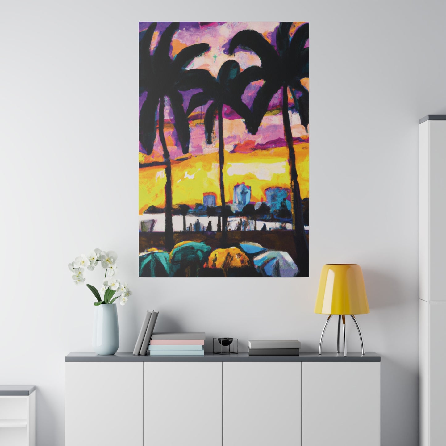 5162A - Miami Beach Sunset Painting Print | Miami | Beach | Sunset | Poster | Home Decor | Wall Art | Canvas