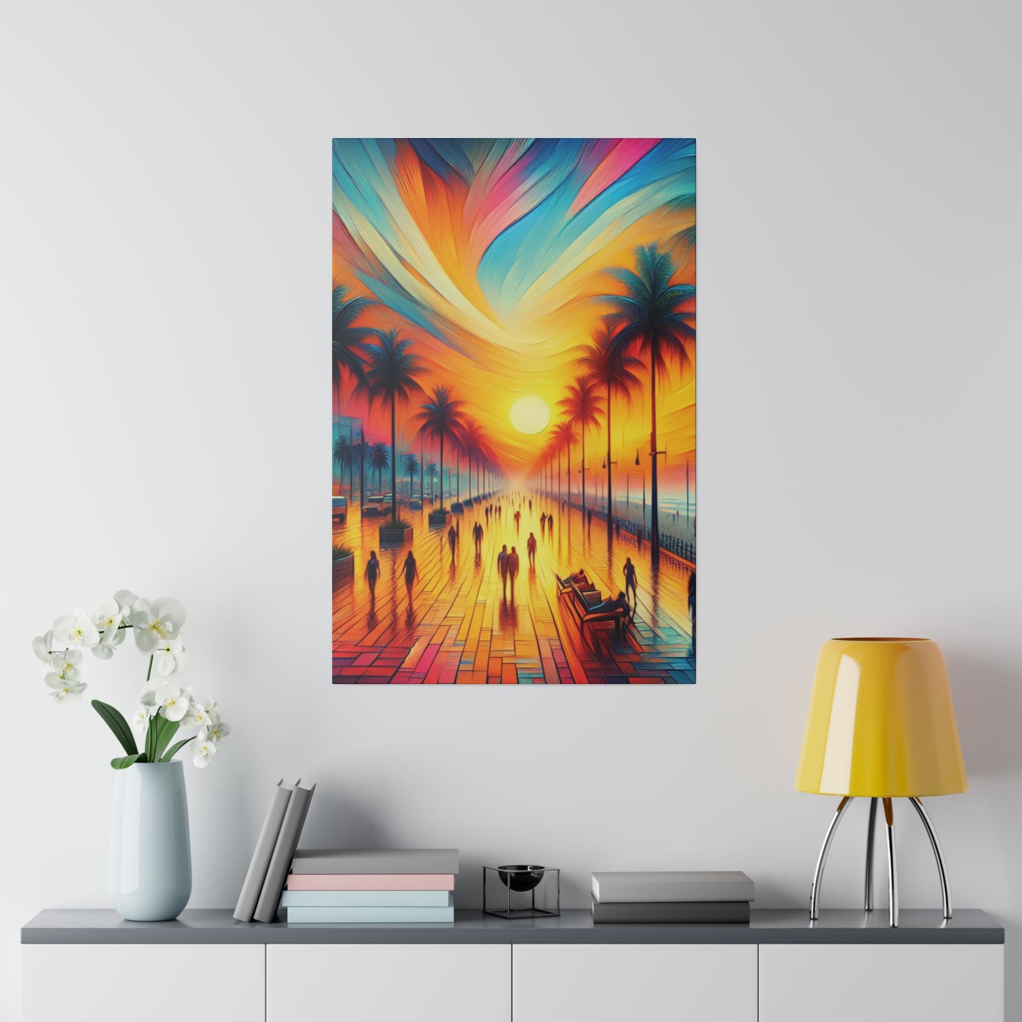 5683C - miami beach art, sunset background, ocean art work, beach art work, sunset designs, miami beach painting, miami beach print