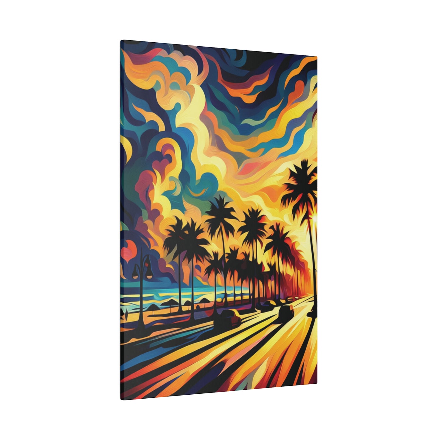 3587J - miami beach art, sunset background, ocean art work, beach art work, sunset designs, miami beach painting, miami beach print