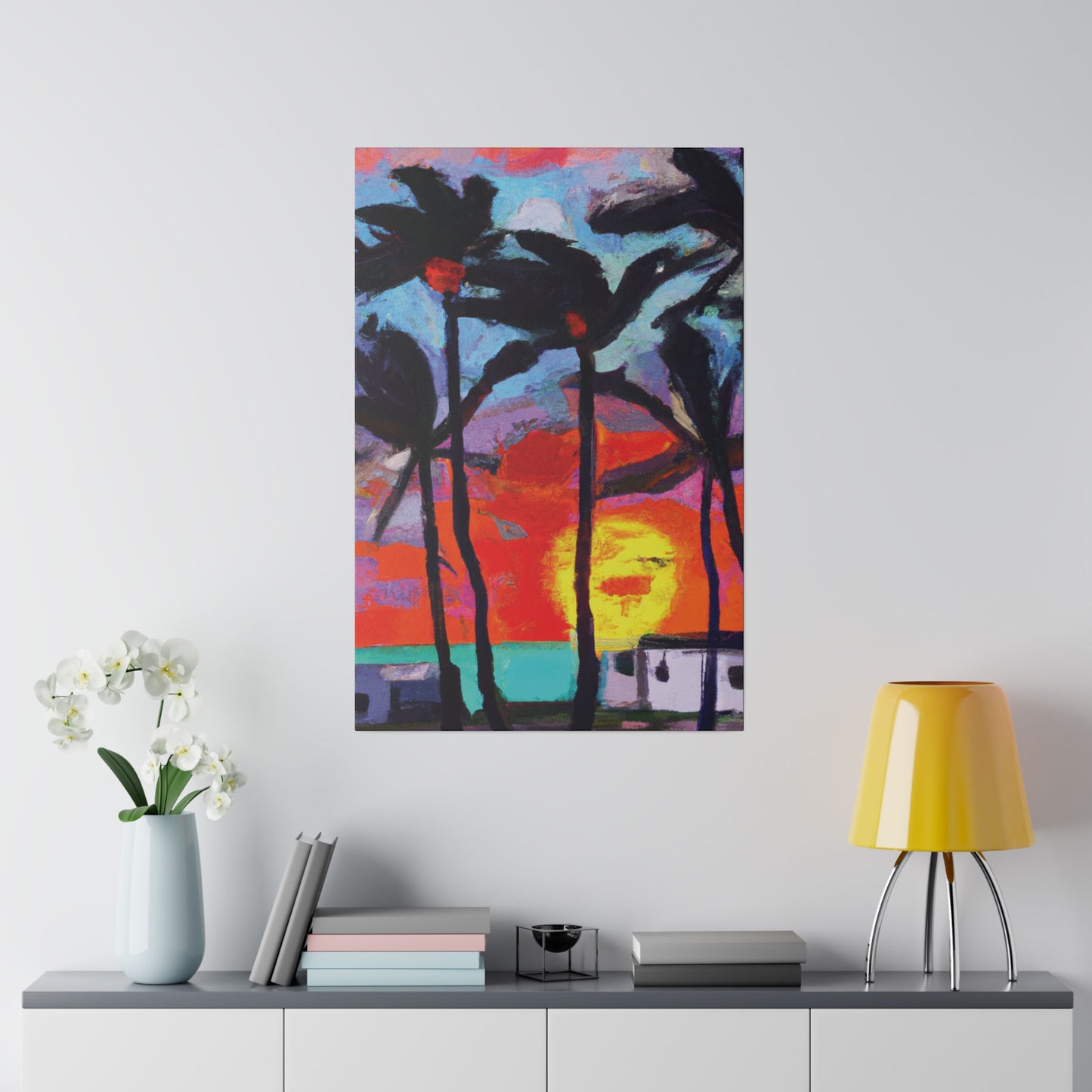 8407Q - Miami Beach Sunset Painting Print | Miami | Beach | Sunset | Poster | Home Decor | Wall Art | Canvas