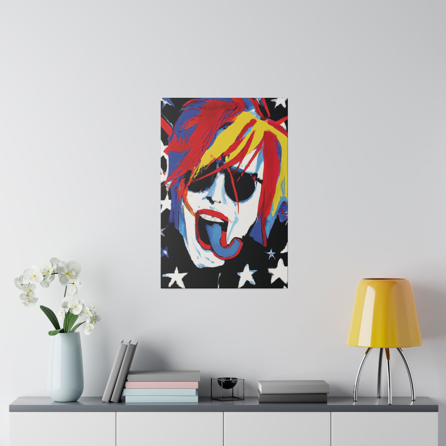 5376Y - Rockstar Painting Print | Face | Abstract | Poster | Home Decor | Wall Art | Music Art | Canvas