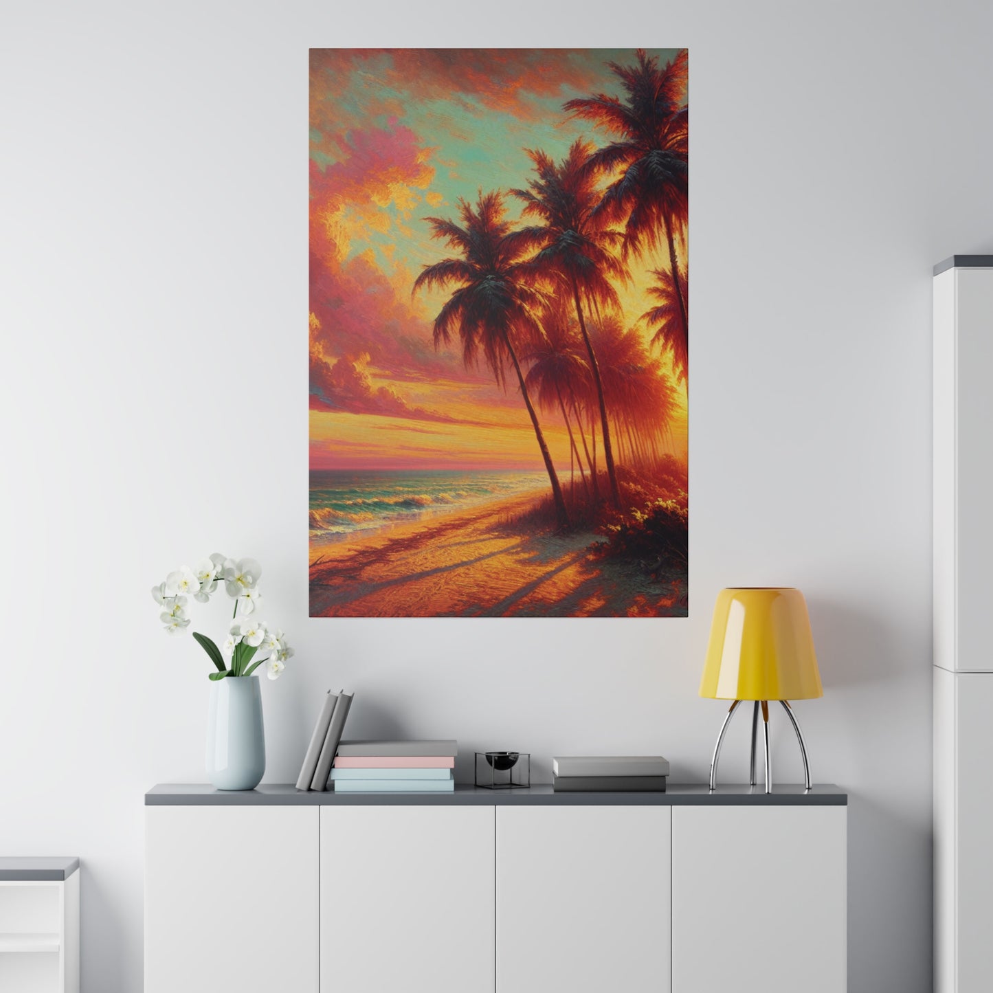 2846J - miami beach art, sunset background, ocean art work, beach art work, sunset designs, miami beach painting, miami beach print