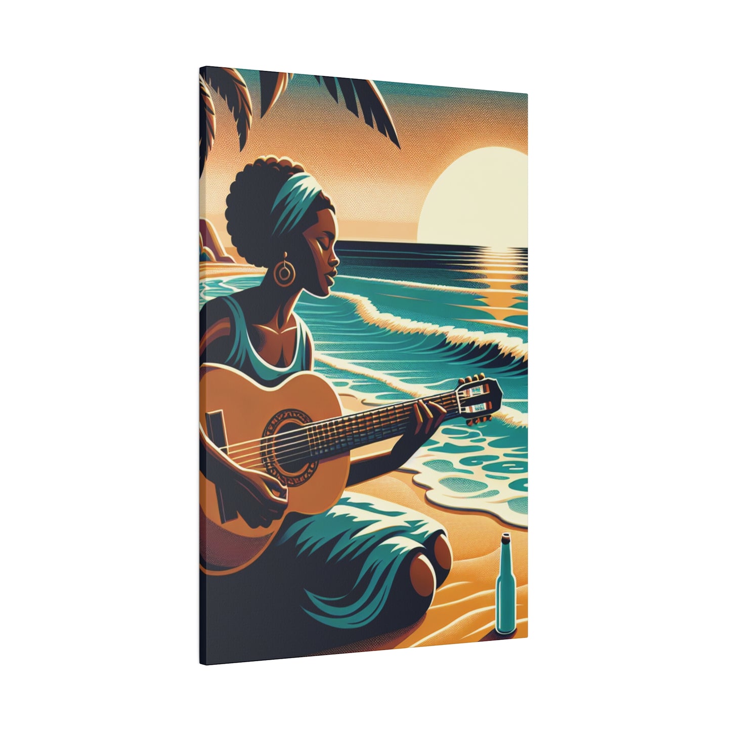 3814G - music art work, musician gift ideas, sunset background, sunset designs, ocean art work, beach art work, guitar art work, guitar player