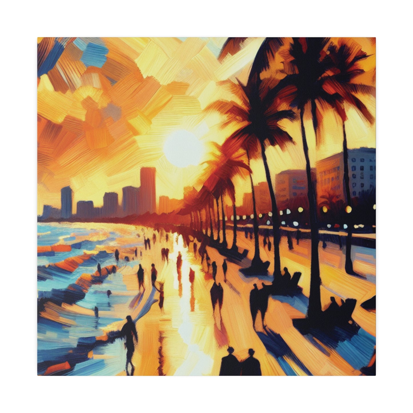 7846G - Miami Beach Sunset Painting Print | Miami | Beach | Sunset | Poster | Home Decor | Wall Art | Canvas