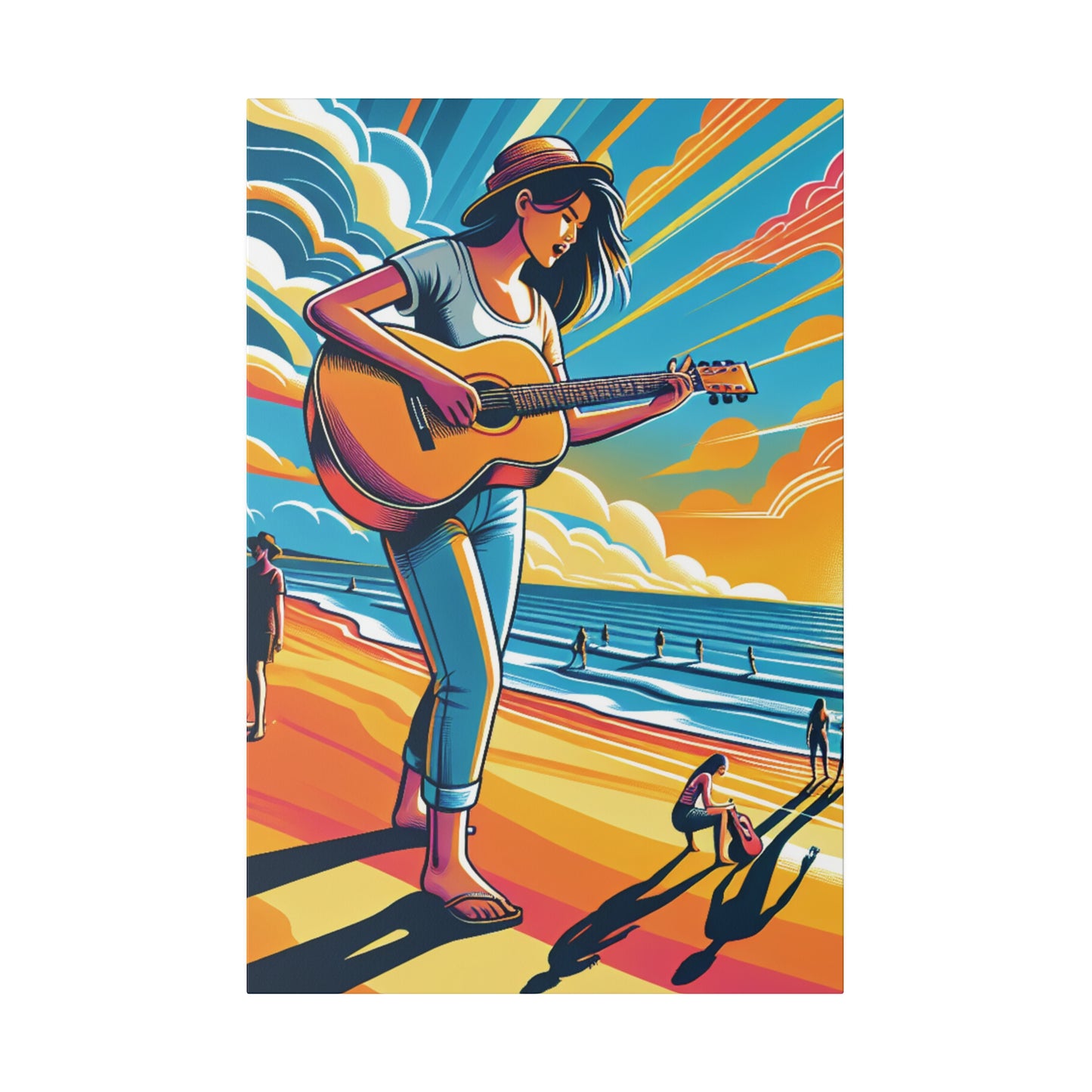 8246J - music art work, musician gift ideas, sunset background, sunset designs, ocean art work, beach art work, guitar art work, guitar player