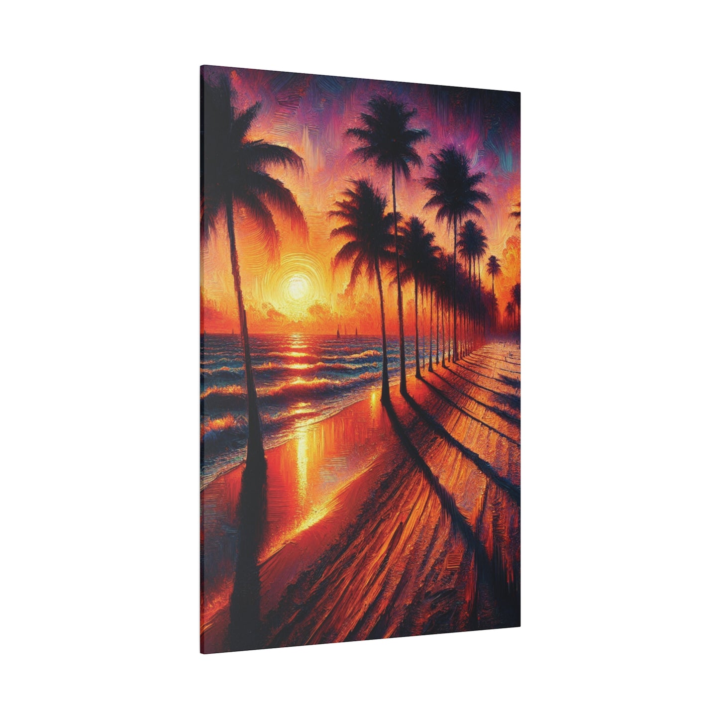 7132Q - miami beach art, sunset background, ocean art work, beach art work, sunset designs, miami beach painting, miami beach print