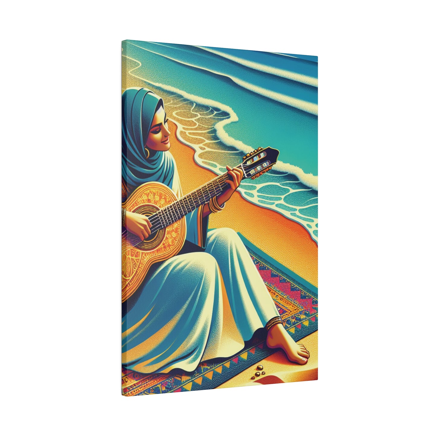 3129B - music art work, musician gift ideas, sunset background, sunset designs, ocean art work, beach art work, guitar art work, guitar player