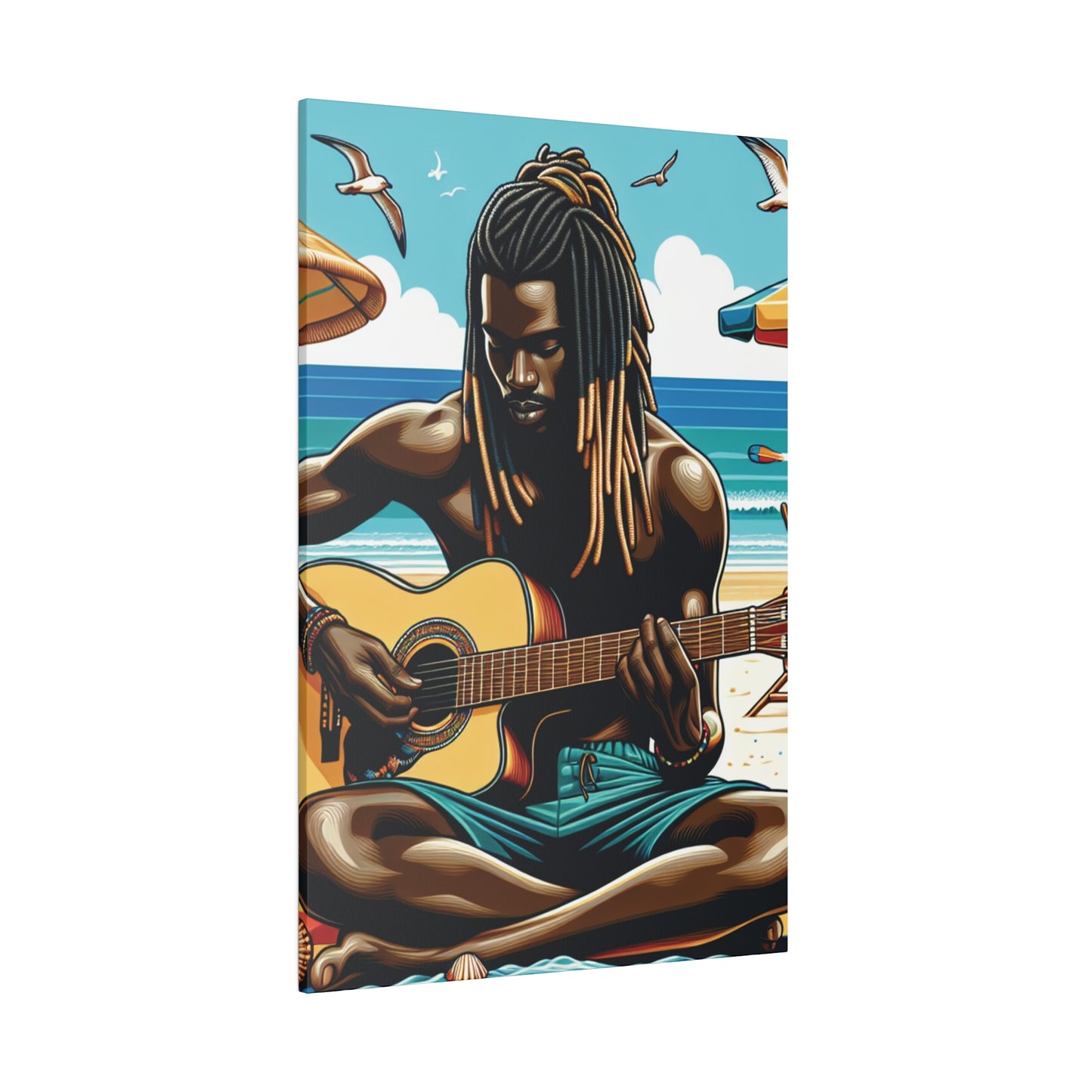 3449J - music art work, musician gift ideas, sunset background, sunset designs, ocean art work, beach art work, guitar art work, guitar player