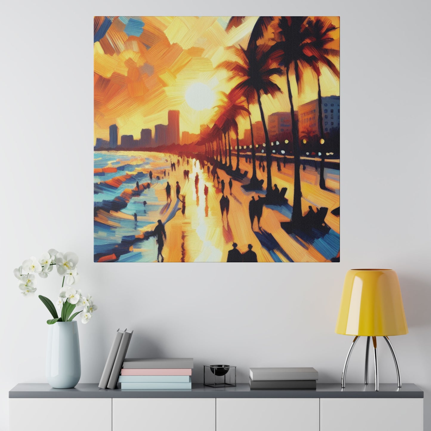 7846G - Miami Beach Sunset Painting Print | Miami | Beach | Sunset | Poster | Home Decor | Wall Art | Canvas