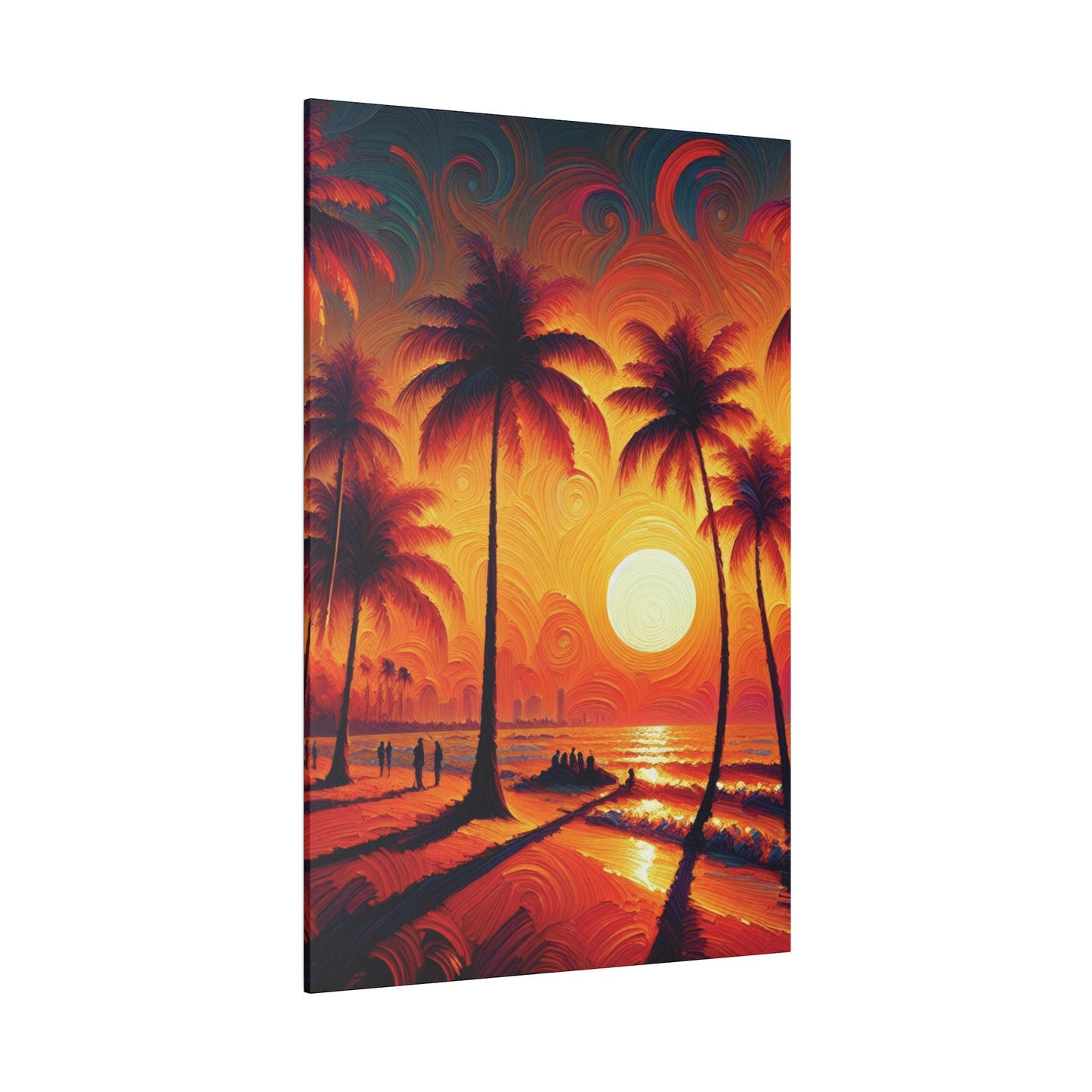 4267J - miami beach art, sunset background, ocean art work, beach art work, sunset designs, miami beach painting, miami beach print