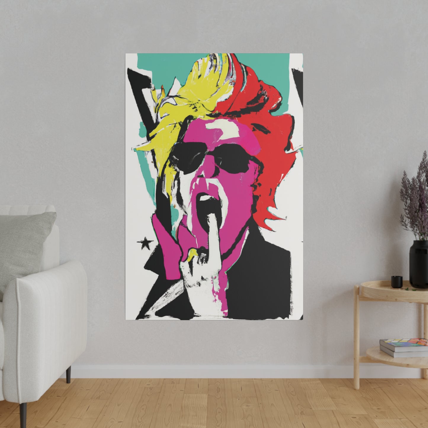 4598A - Rockstar Painting Print | Face | Abstract | Poster | Home Decor | Wall Art | Music Art | Canvas