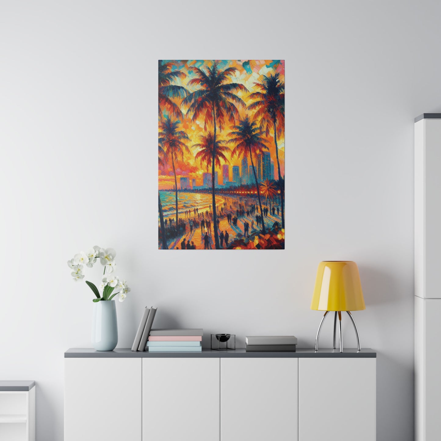 5318W - miami beach art, sunset background, ocean art work, beach art work, sunset designs, miami beach painting, miami beach print