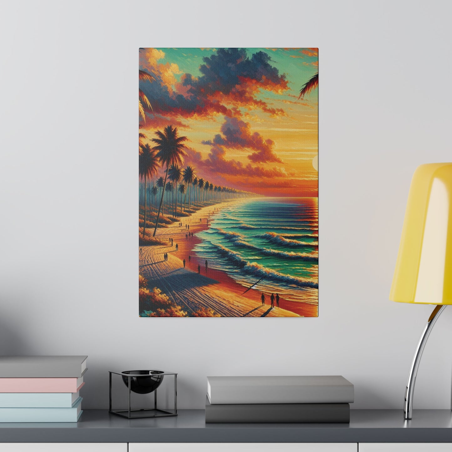 4832K - miami beach art, sunset background, ocean art work, beach art work, sunset designs, miami beach painting, miami beach print