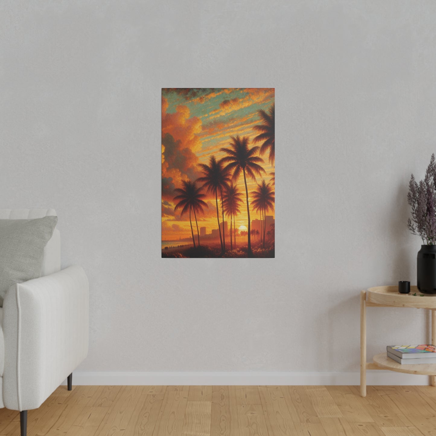 3658R - miami beach art, sunset background, ocean art work, beach art work, sunset designs, miami beach painting, miami beach print