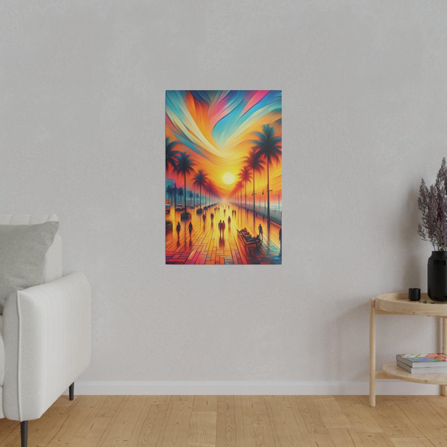 5683C - miami beach art, sunset background, ocean art work, beach art work, sunset designs, miami beach painting, miami beach print