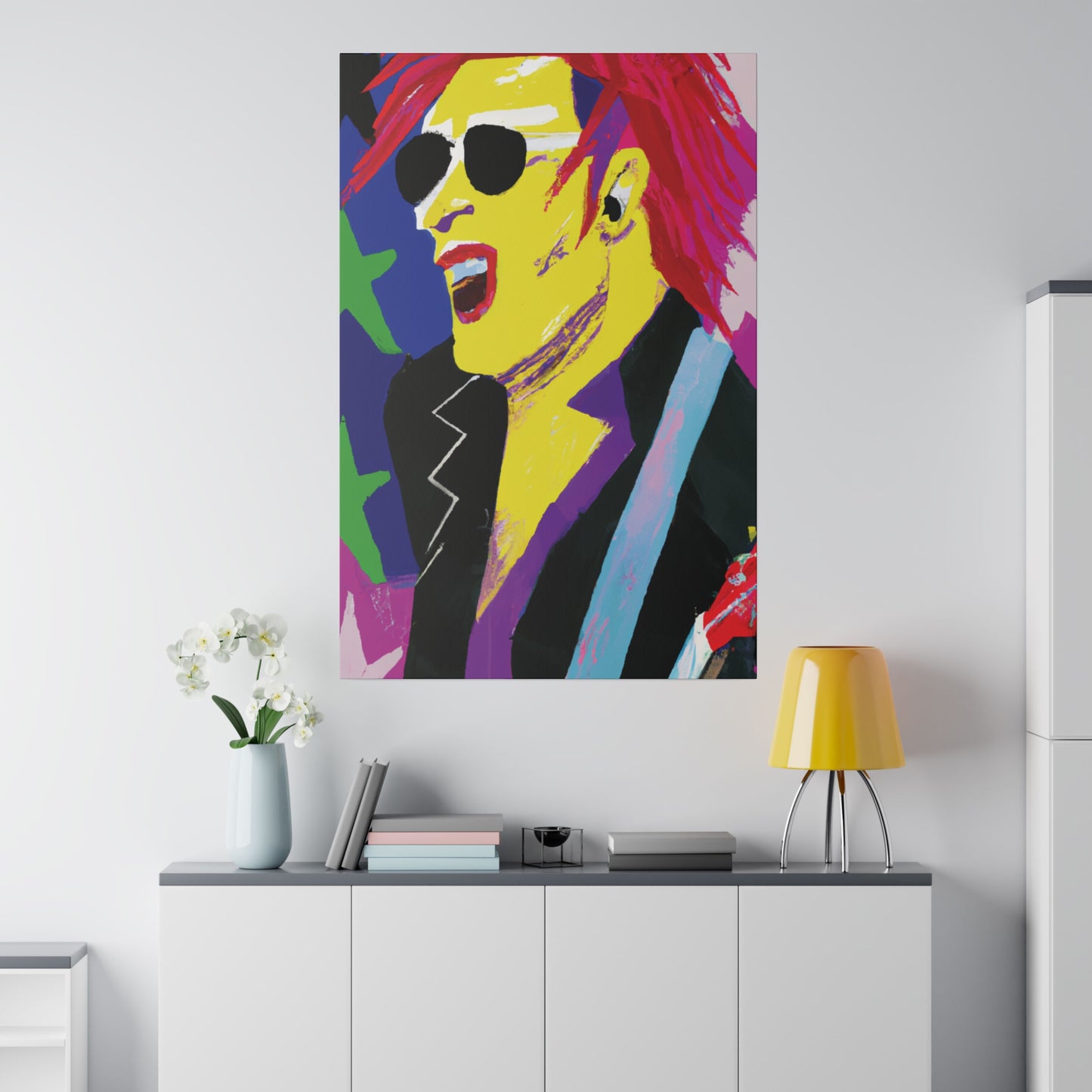 9751P - Rockstar Painting Print | Face | Abstract | Poster | Home Decor | Wall Art | Music Art | Canvas