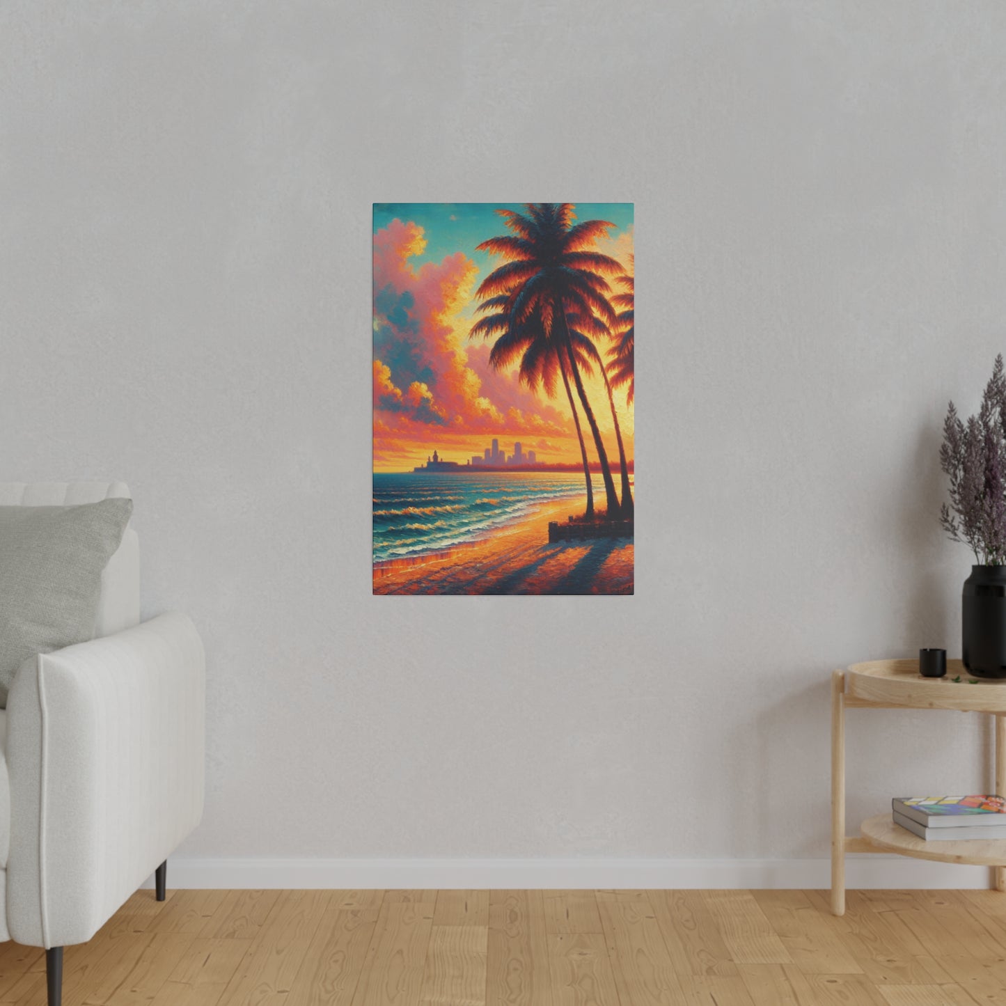 4593M - miami beach art, sunset background, ocean art work, beach art work, sunset designs, miami beach painting, miami beach print