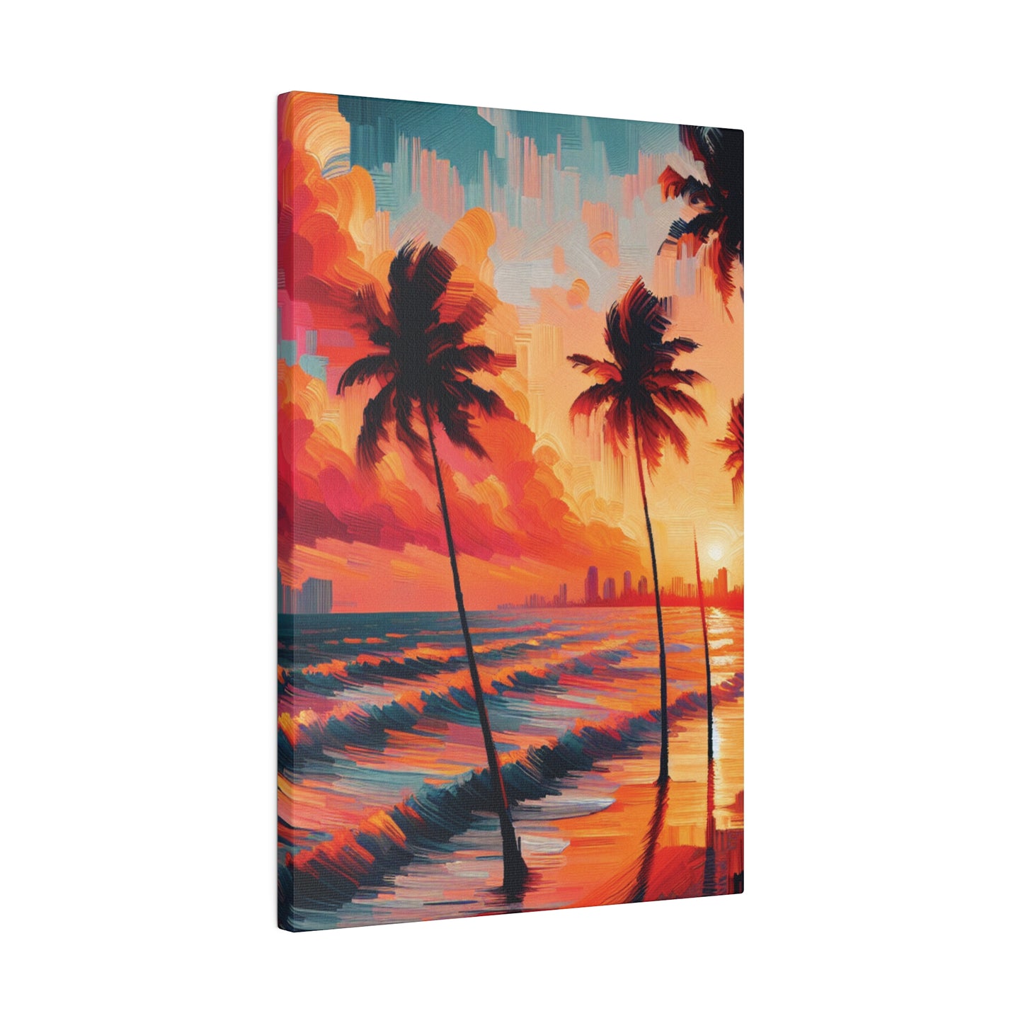 2476Z - miami beach art, sunset background, ocean art work, beach art work, sunset designs, miami beach painting, miami beach print