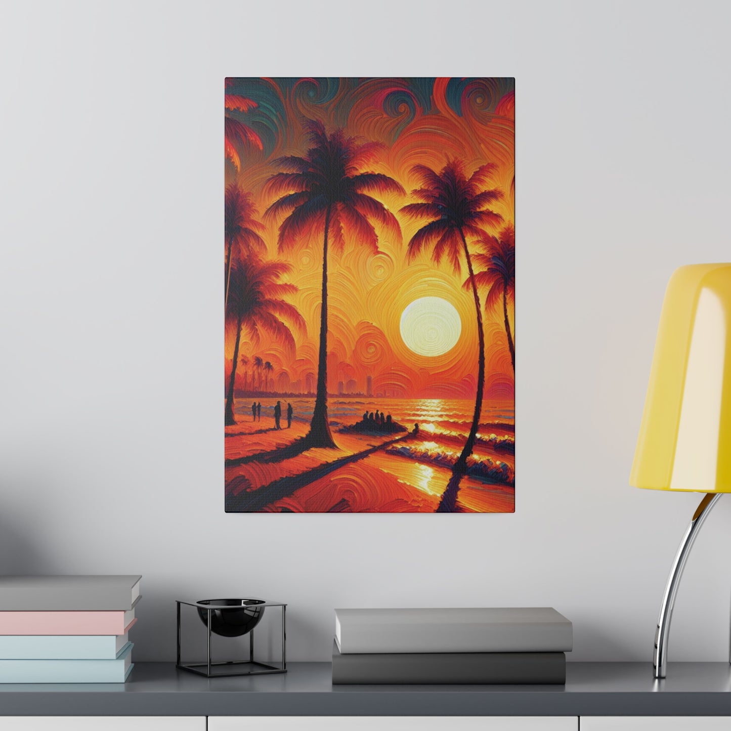 4267J - miami beach art, sunset background, ocean art work, beach art work, sunset designs, miami beach painting, miami beach print