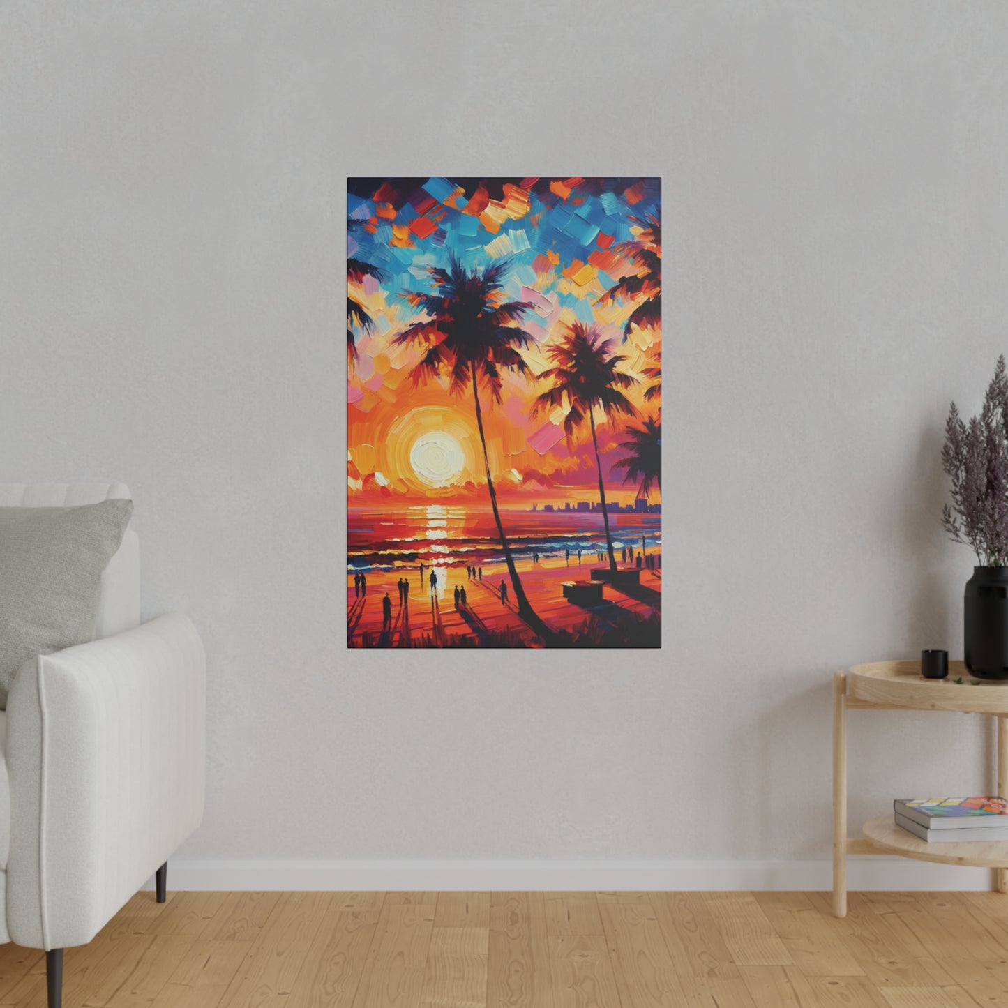 9753F - miami beach art, sunset background, ocean art work, beach art work, sunset designs, miami beach painting, miami beach print