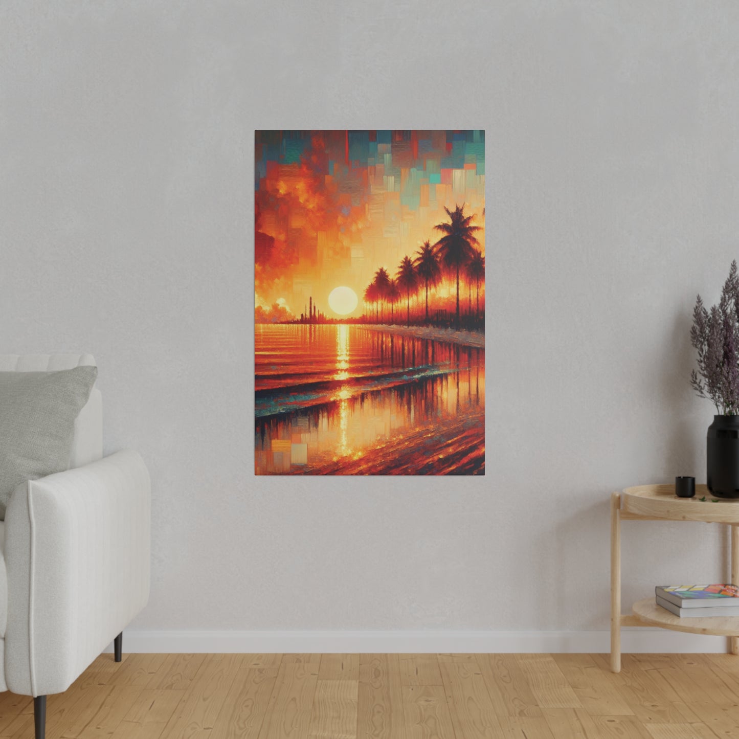 4172M - miami beach art, sunset background, ocean art work, beach art work, sunset designs, miami beach painting, miami beach print