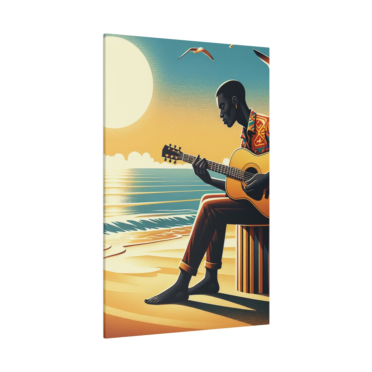 3127J - music art work, musician gift ideas, sunset background, sunset designs, ocean art work, beach art work, guitar art work, guitar player